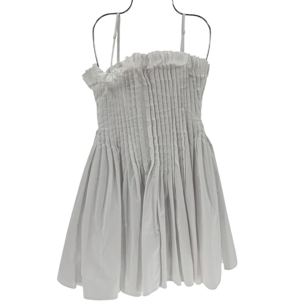 Staud Smocked White Bella Dress Size 0 - Picture 2 of 4
